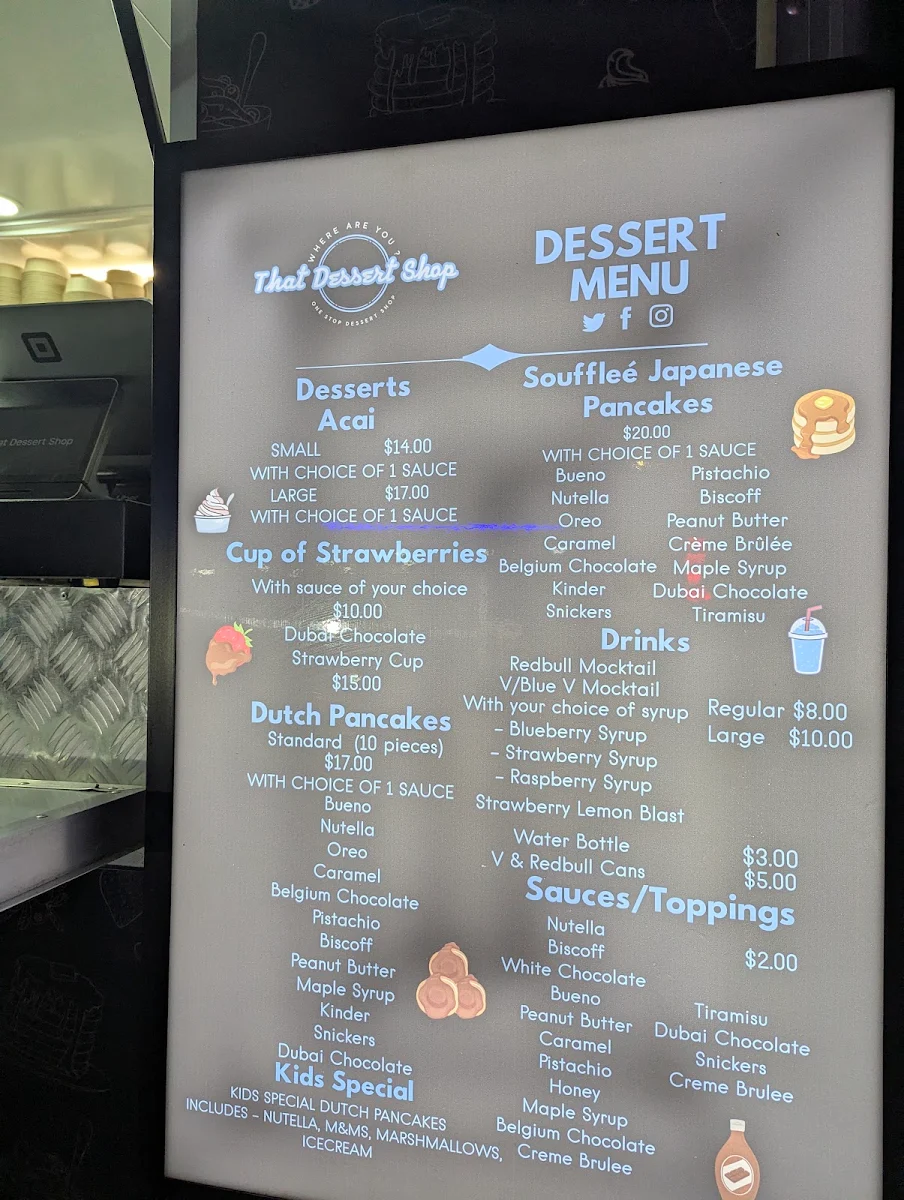 Menu, That dessert shop