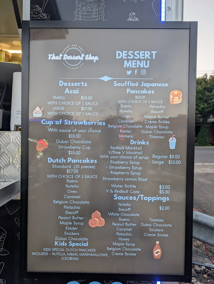 Menu, That dessert shop