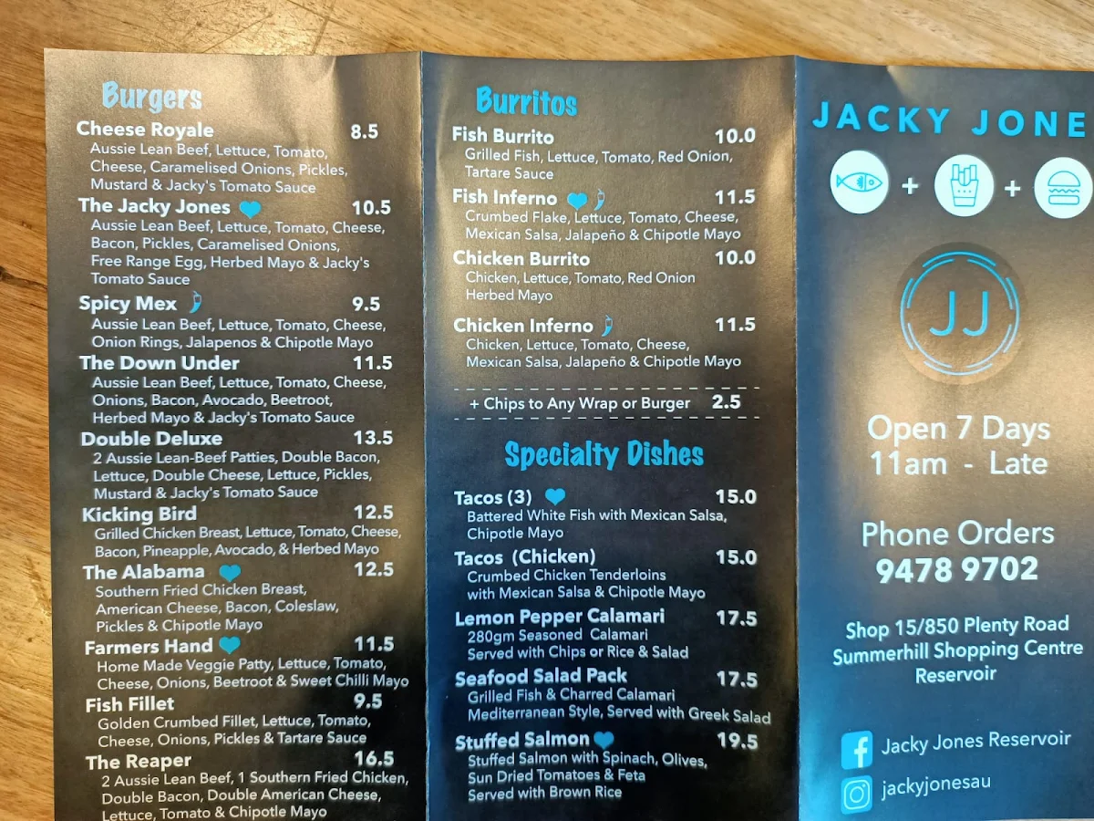 Menu, Jacky Jones