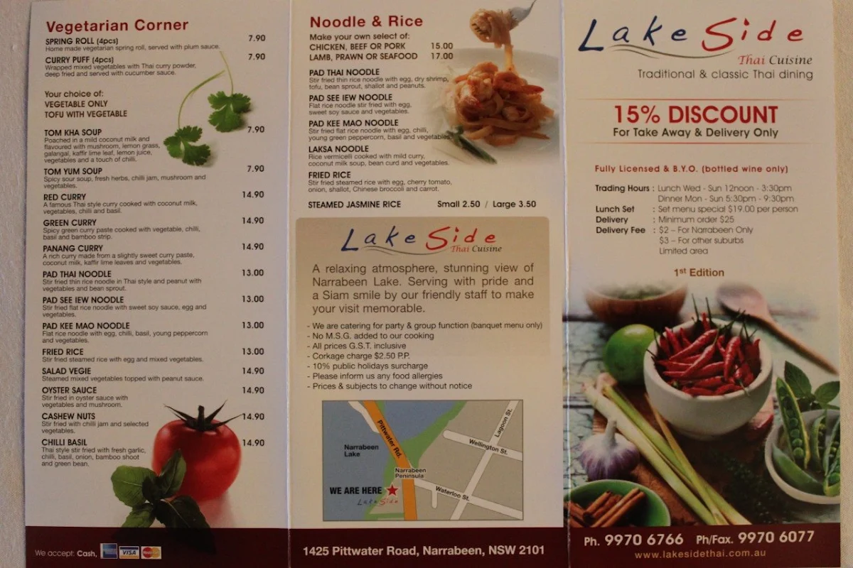 Menu, Rice and Lake Thai Restaurant