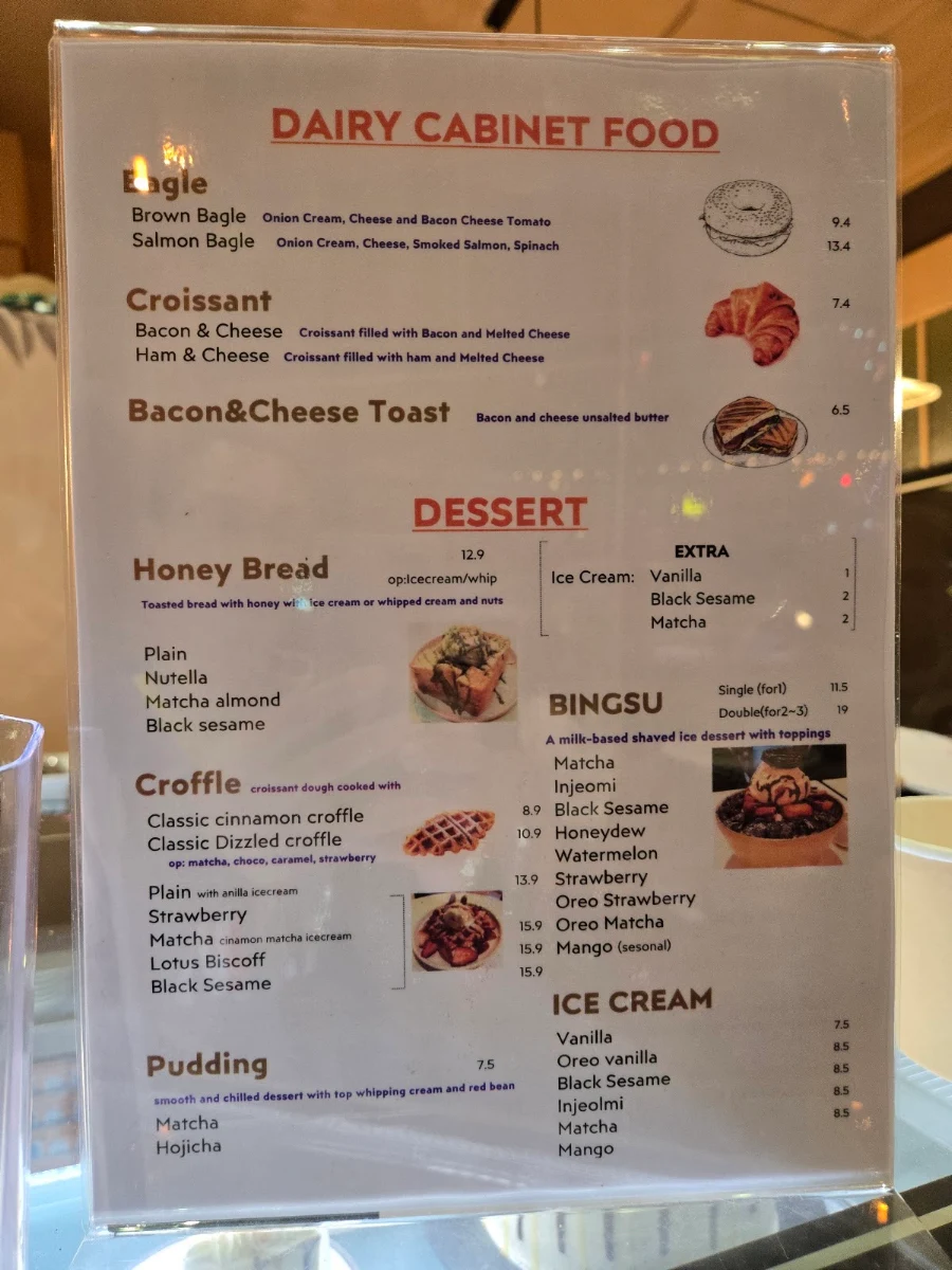 Menu, TOCTOC CAFE