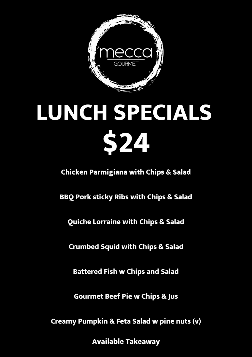 Menu, Mecca Gourmet