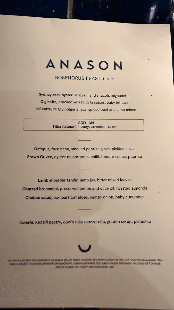 Menu, Anason
