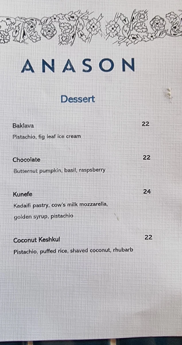 Menu, Anason