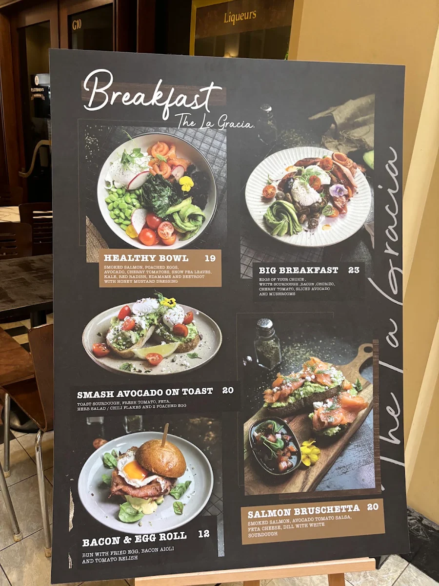 Menu, La Gracia Cafe