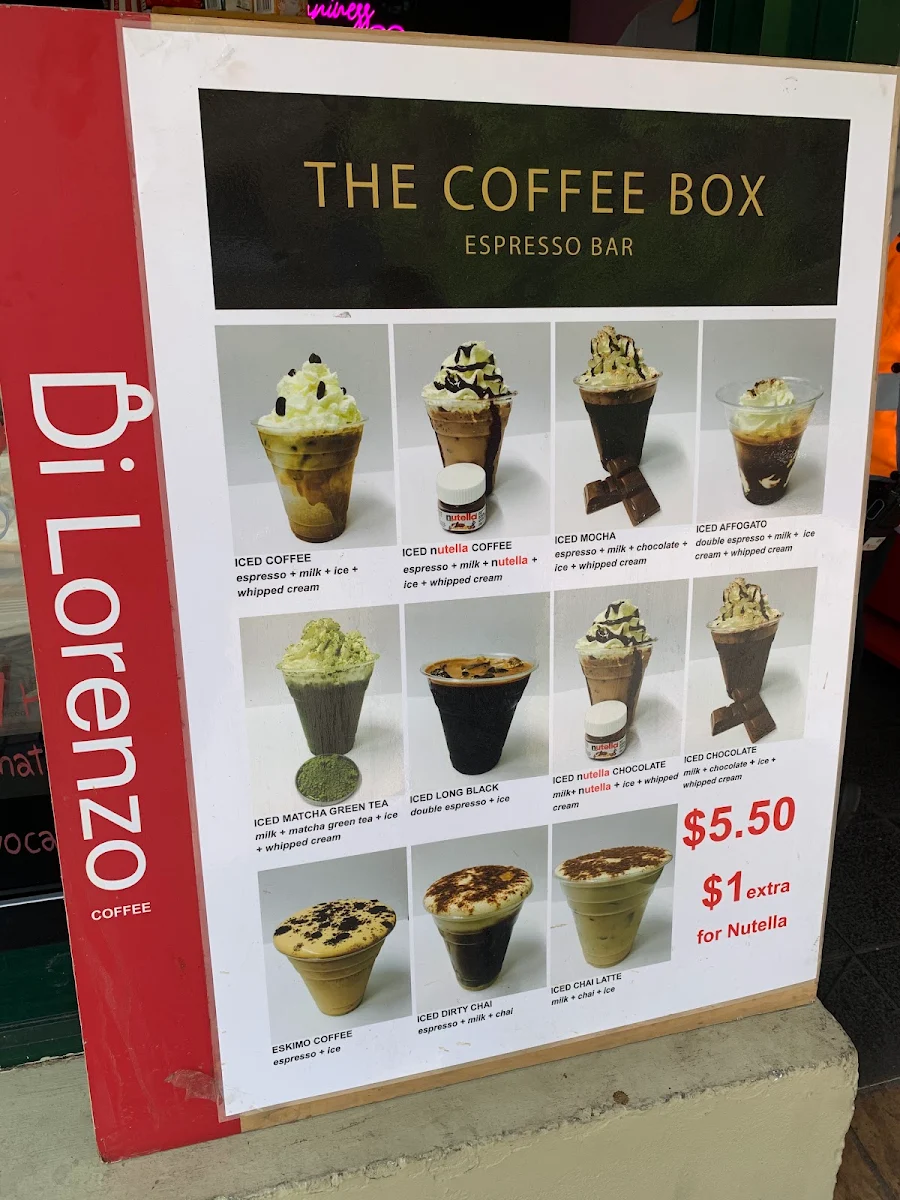 Menu, The Coffee Box