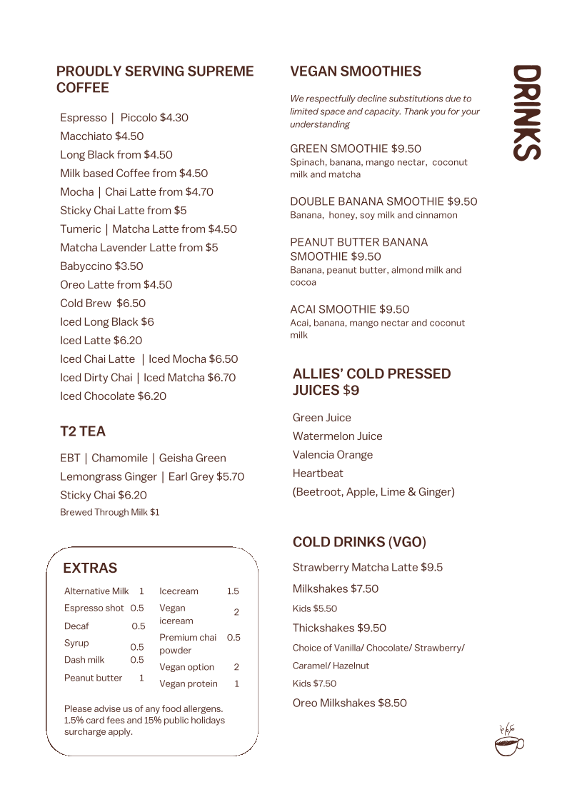 Menu, Memento Robina