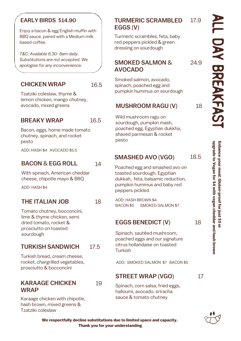 Menu, Memento Robina