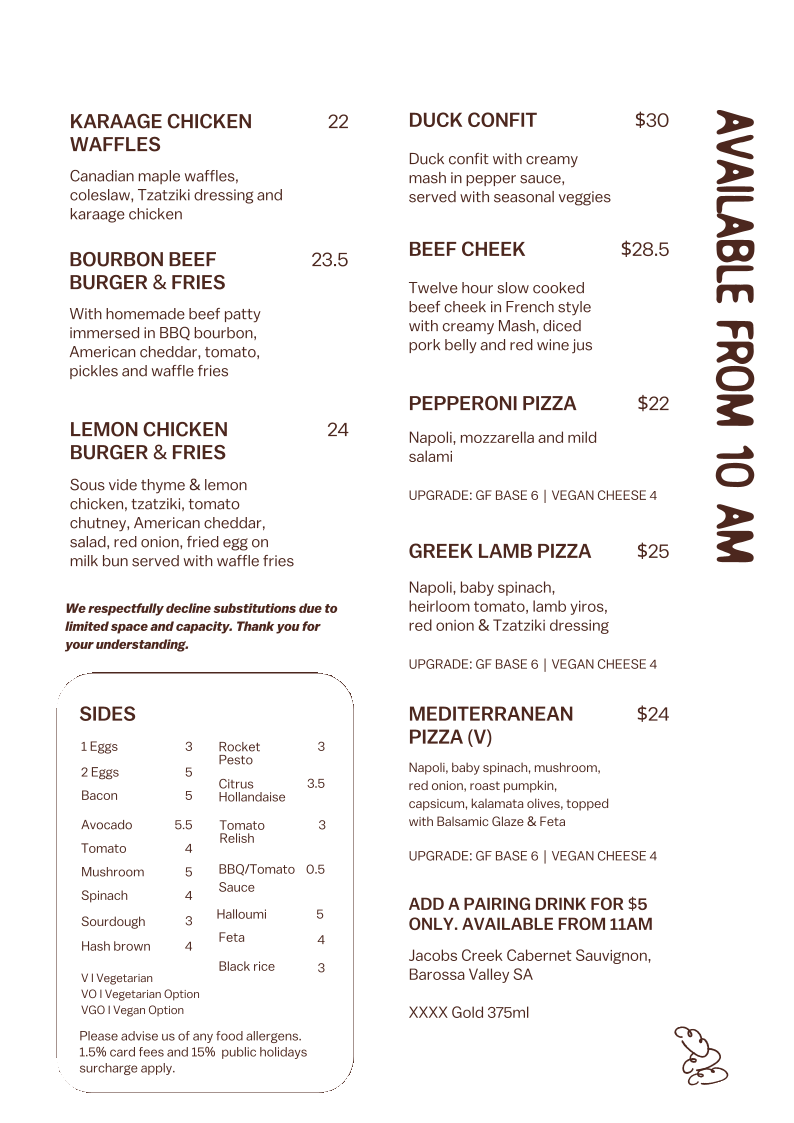 Menu, Memento Robina
