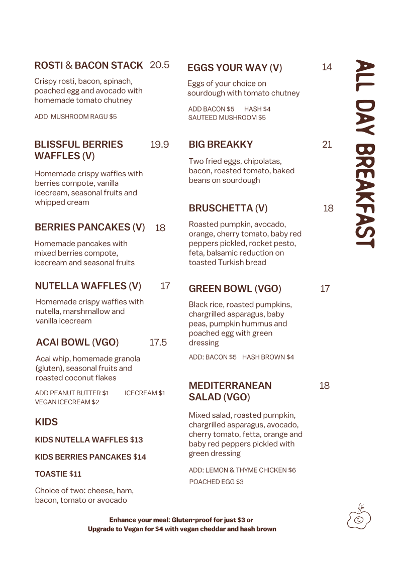 Menu, Memento Robina