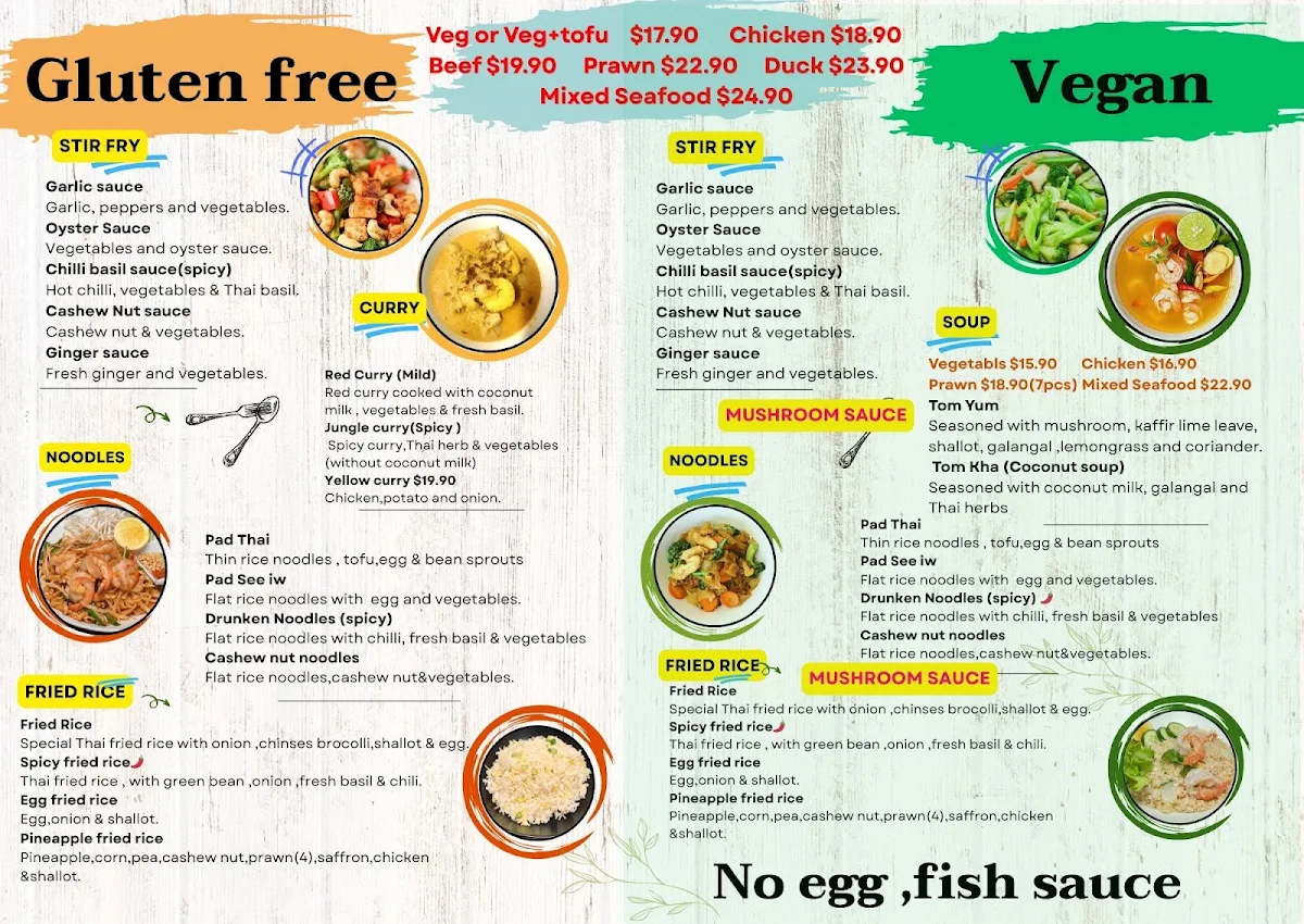 Menu, Noot Thai Mona Vale