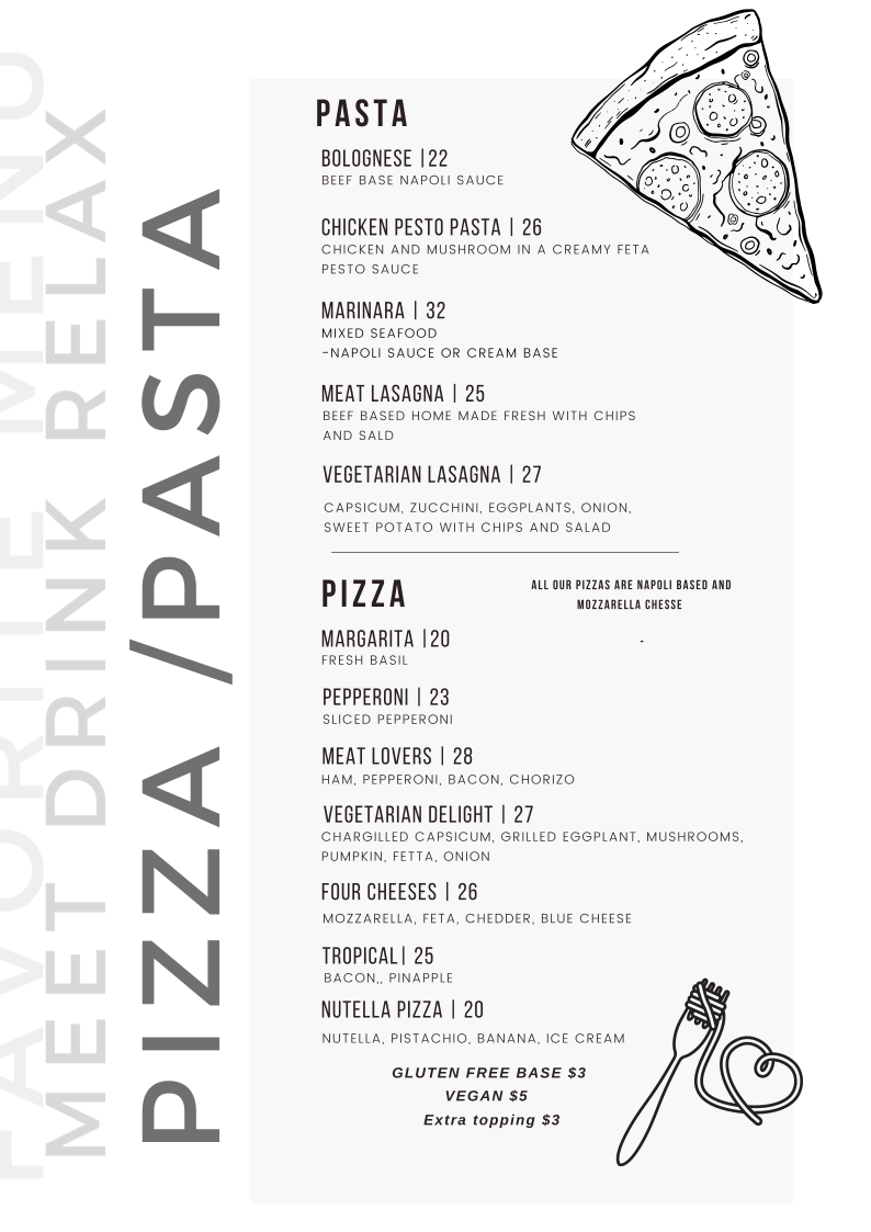 Menu, O'Sheas Restaurant