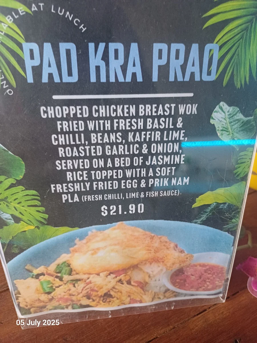 Menu, Hot Chilli Bean Thai Cafe