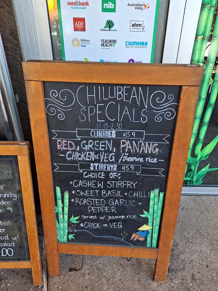Menu, Hot Chilli Bean Thai Cafe