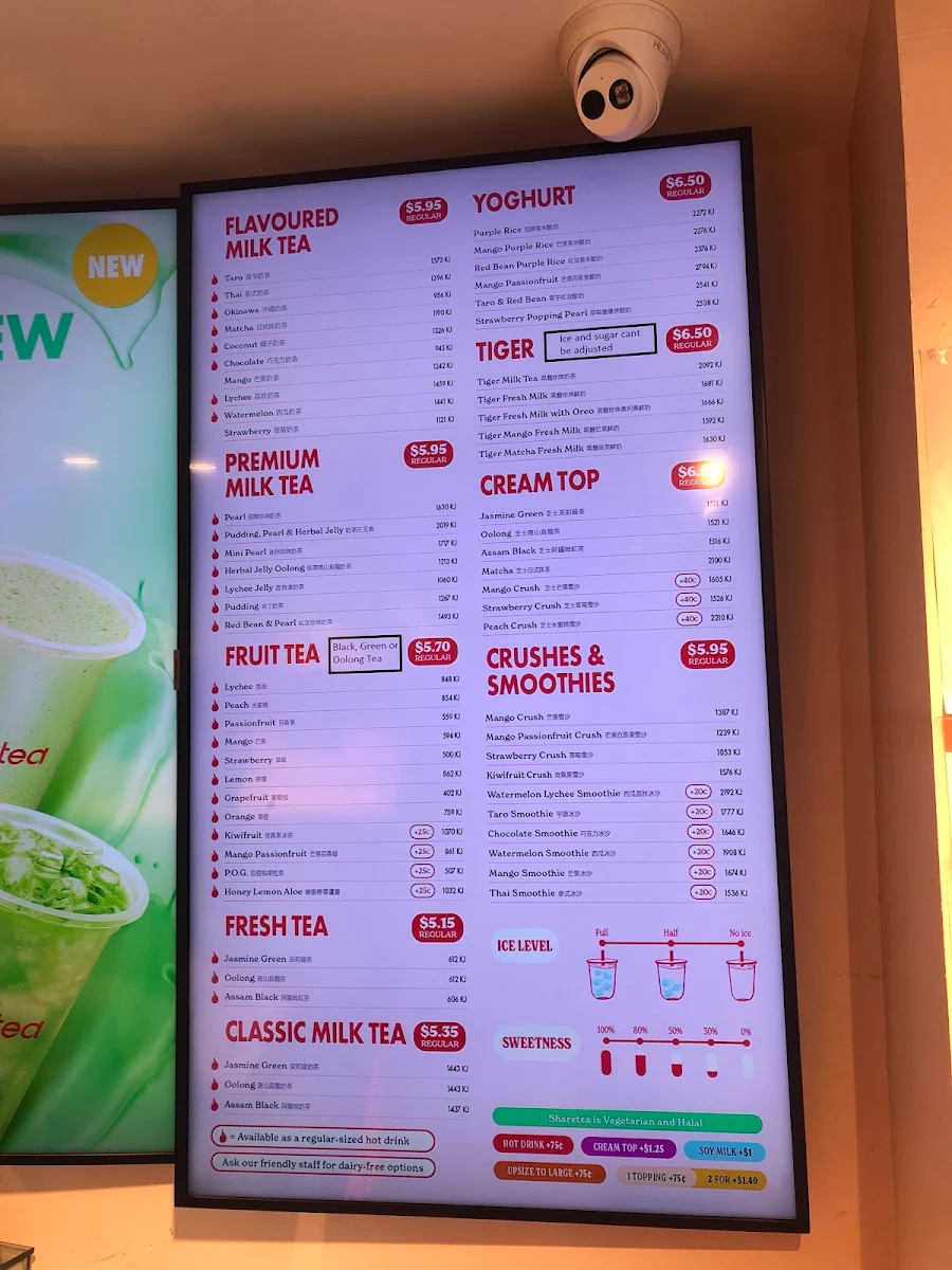 Menu, Sharetea Chatswood (Victoria Avenue)