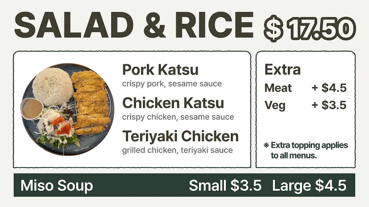 Menu, Namoo Japanese Cafe