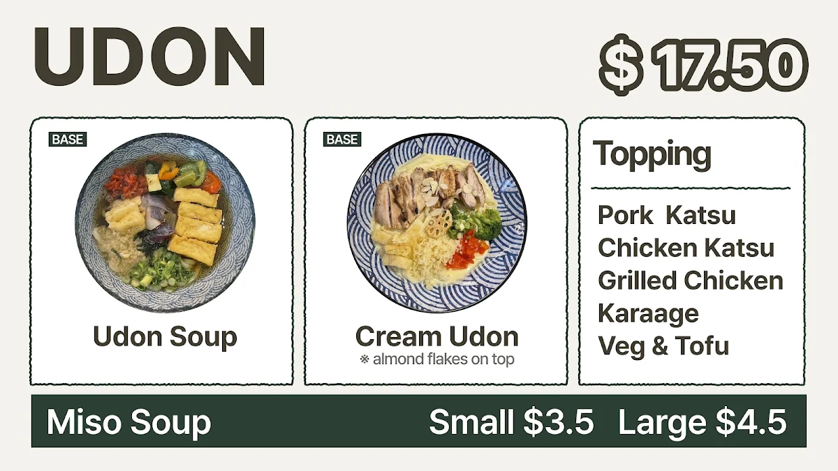 Menu, Namoo Japanese Cafe