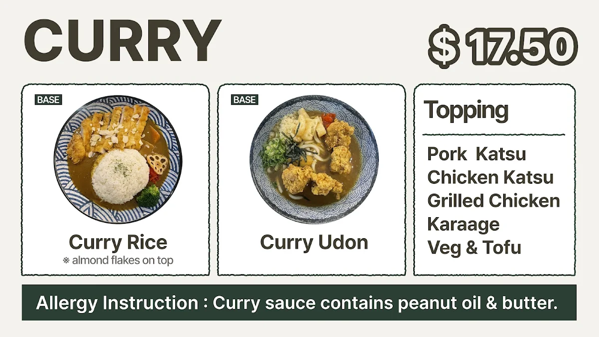 Menu, Namoo Japanese Cafe