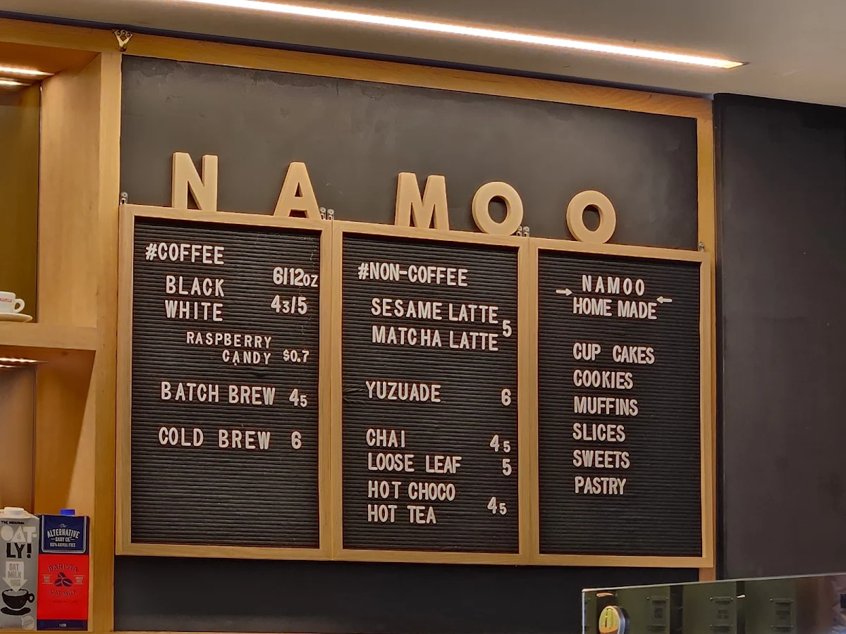 Menu, Namoo Japanese Cafe