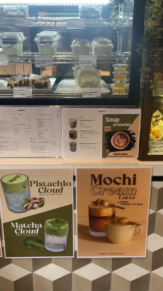 Menu, Namoo Japanese Cafe