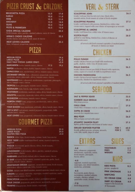Menu, Cafe Gioia Leichhardt