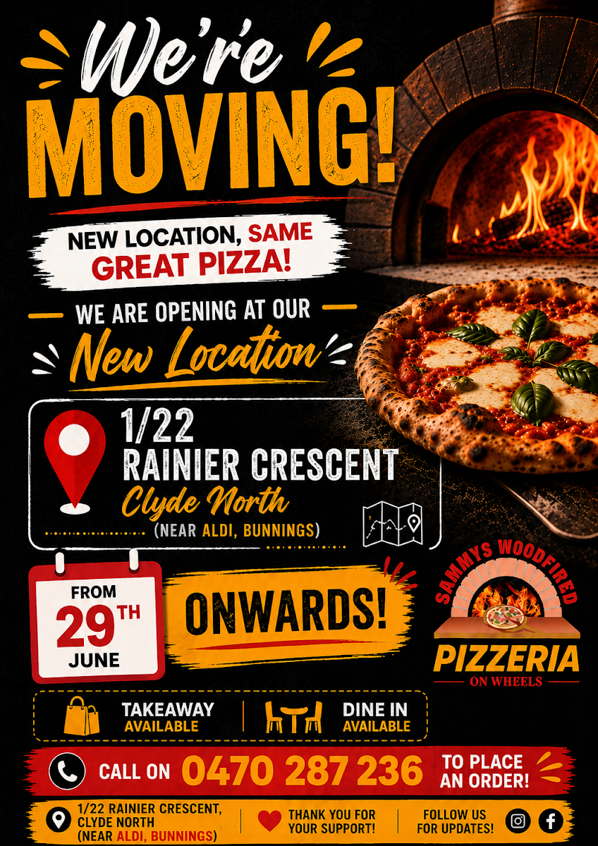 Menu, Sammys woodfired pizzeria on wheels