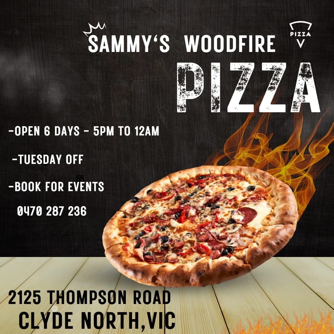 Menu, Sammys woodfired pizzeria on wheels