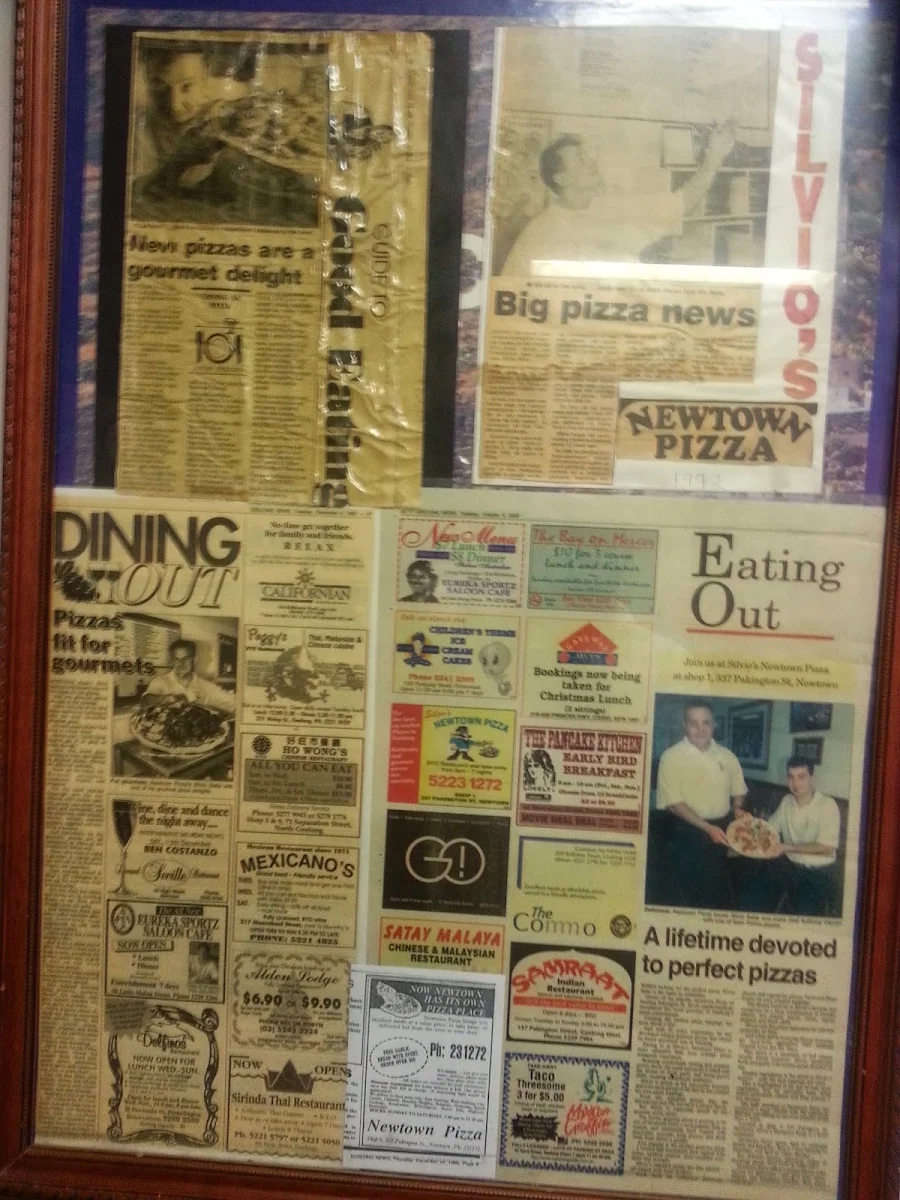 Menu, Silvio's Newtown Pizza (Roman Style)