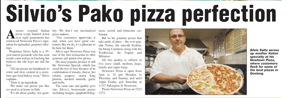 Menu, Silvio's Newtown Pizza (Roman Style)