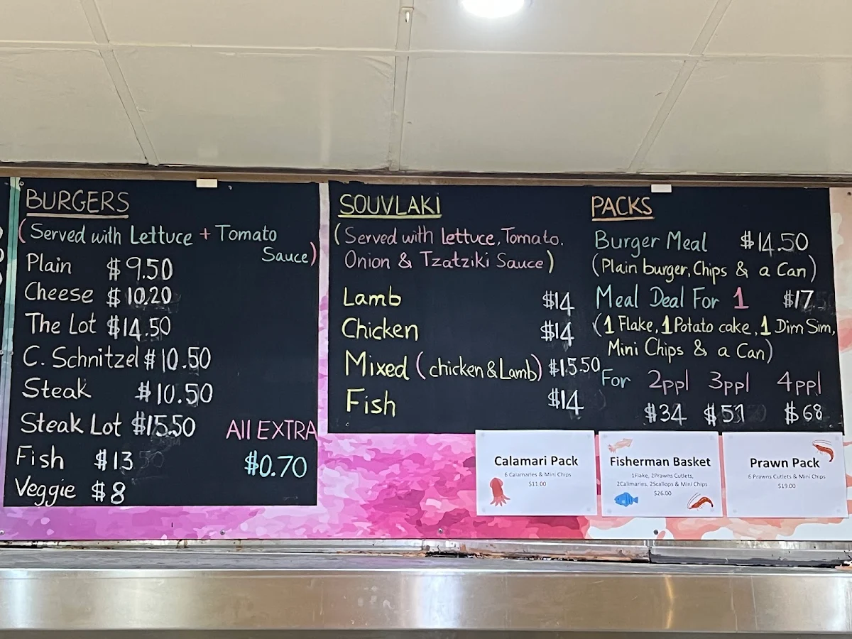 Menu, Kingsclere Fish and Chips