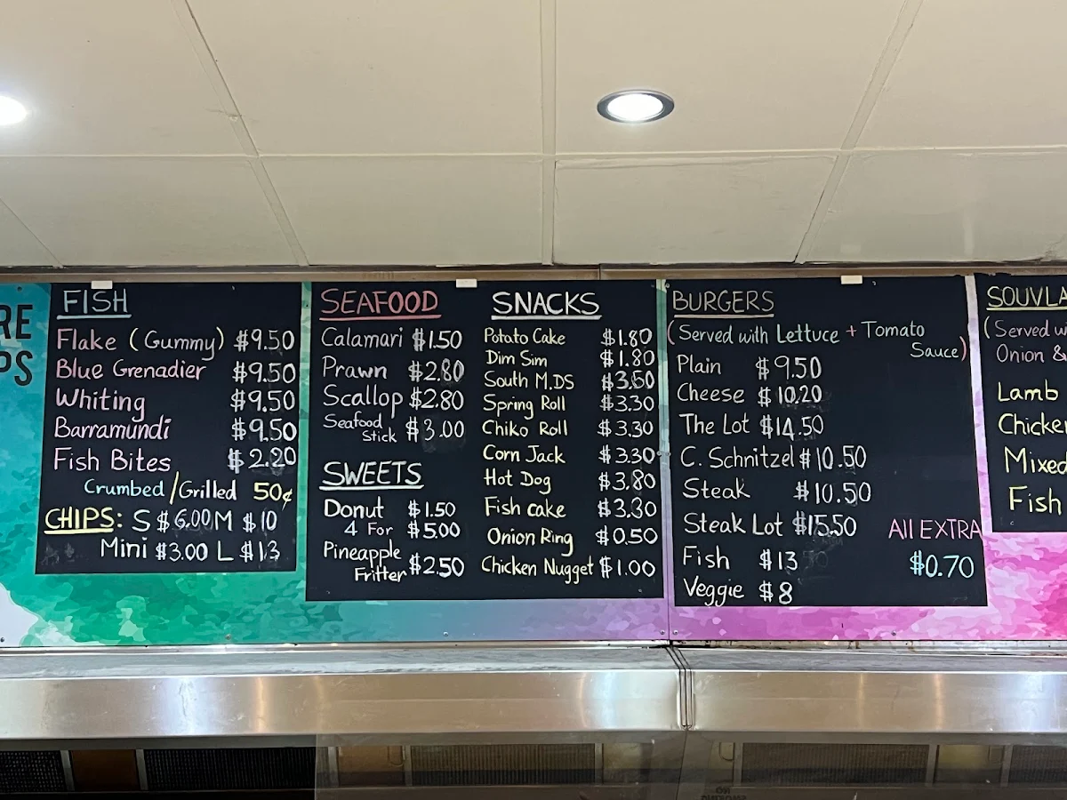 Menu, Kingsclere Fish and Chips