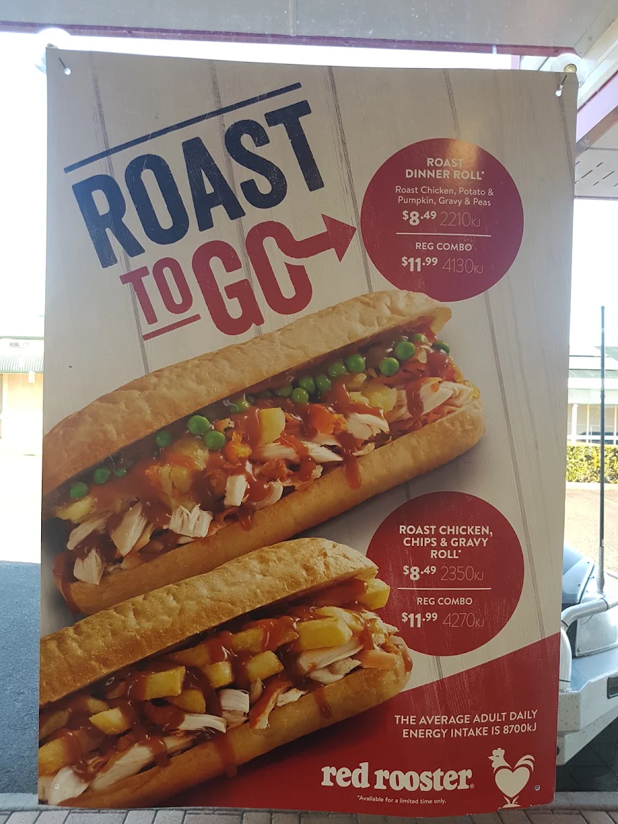 Menu, Red Rooster Toowoomba South