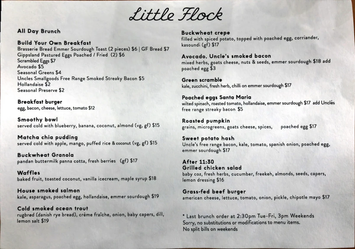 Menu, Mexican Street Food by Little Flock