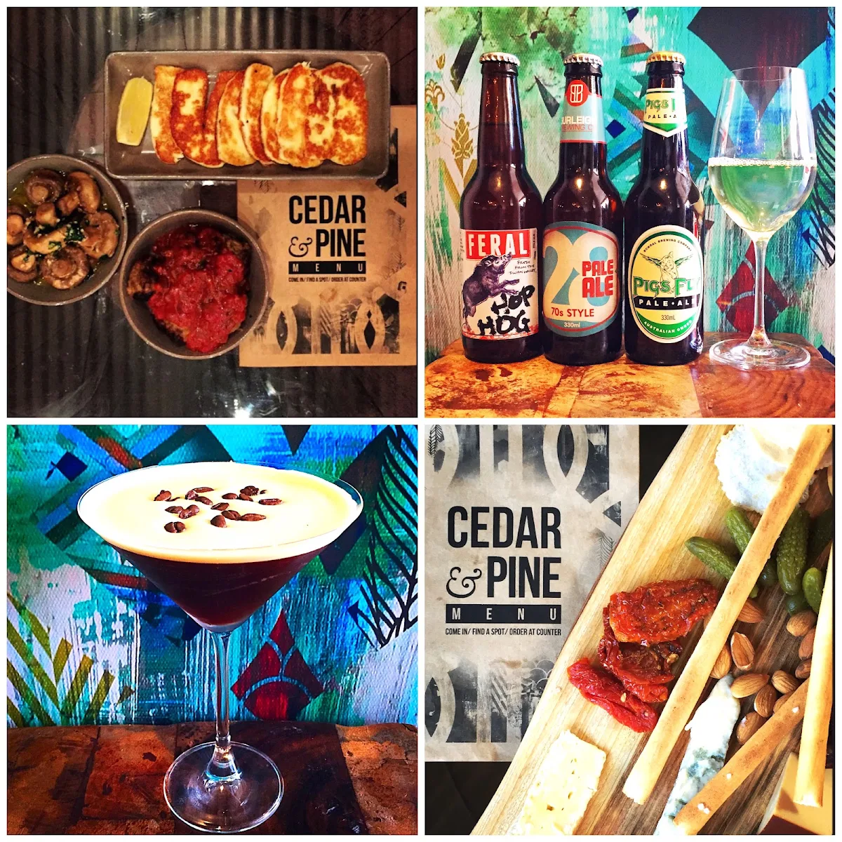 Menu, Cedar & Pine Bar