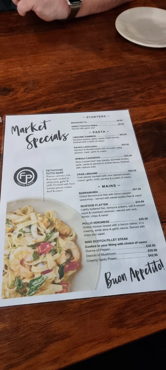 Menu, Fasta Pasta Port Adelaide