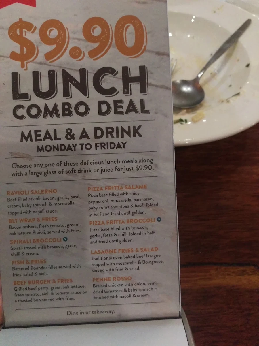 Menu, Fasta Pasta Port Adelaide