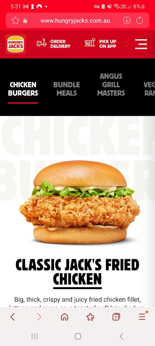 Menu, Hungry Jack's Burgers Aberfoyle Park