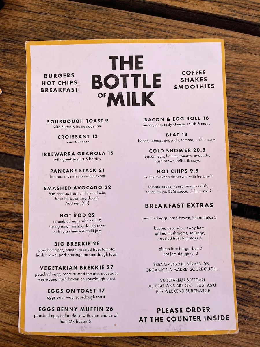 Menu, The Bottle of Milk