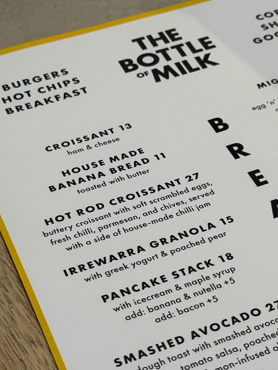 Menu, The Bottle of Milk