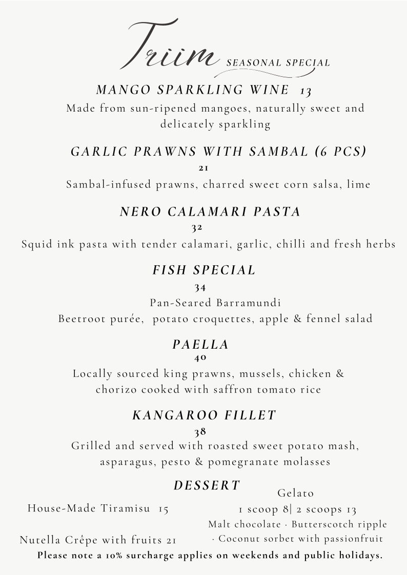 Menu, Triim
