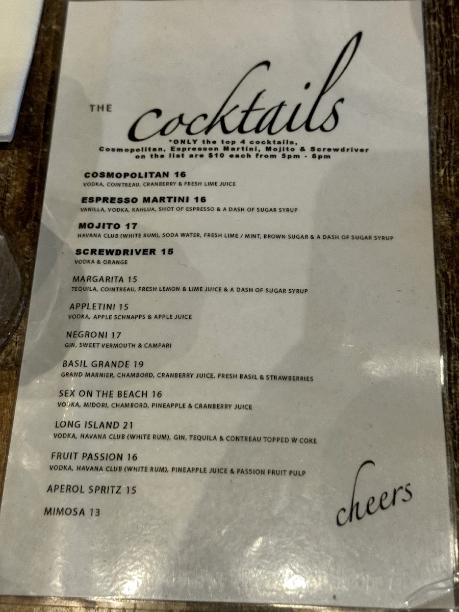 Menu, Triim