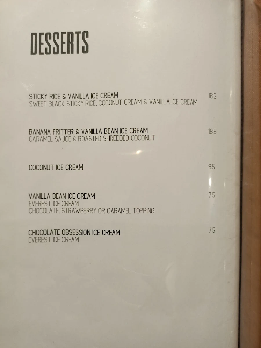 Menu, Thai Lotus