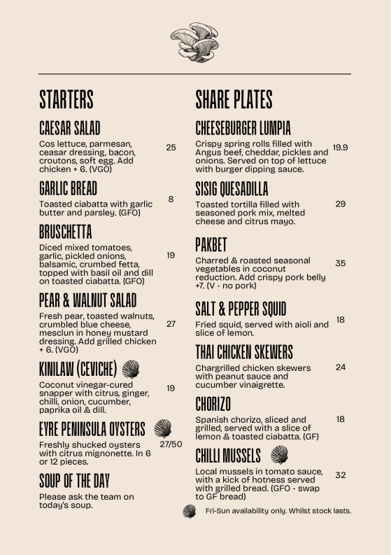 Menu, Azacca Kitchen