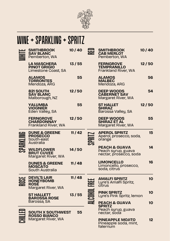Menu, Azacca Kitchen
