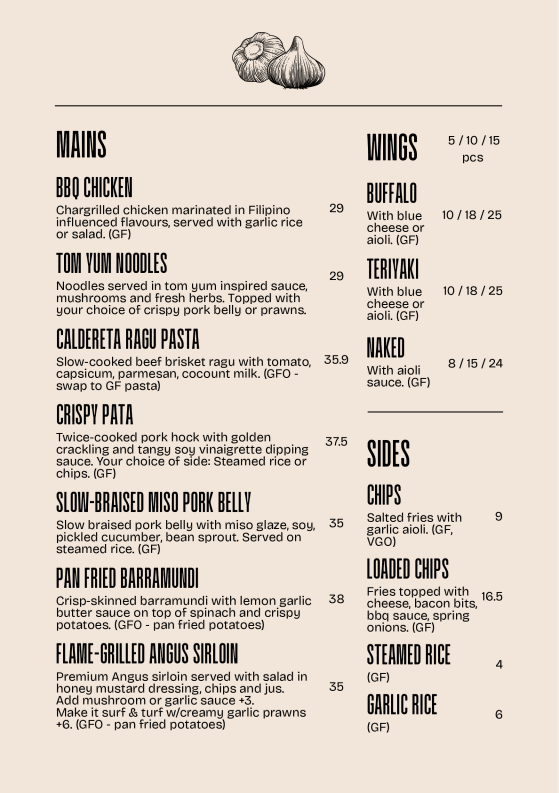 Menu, Azacca Kitchen