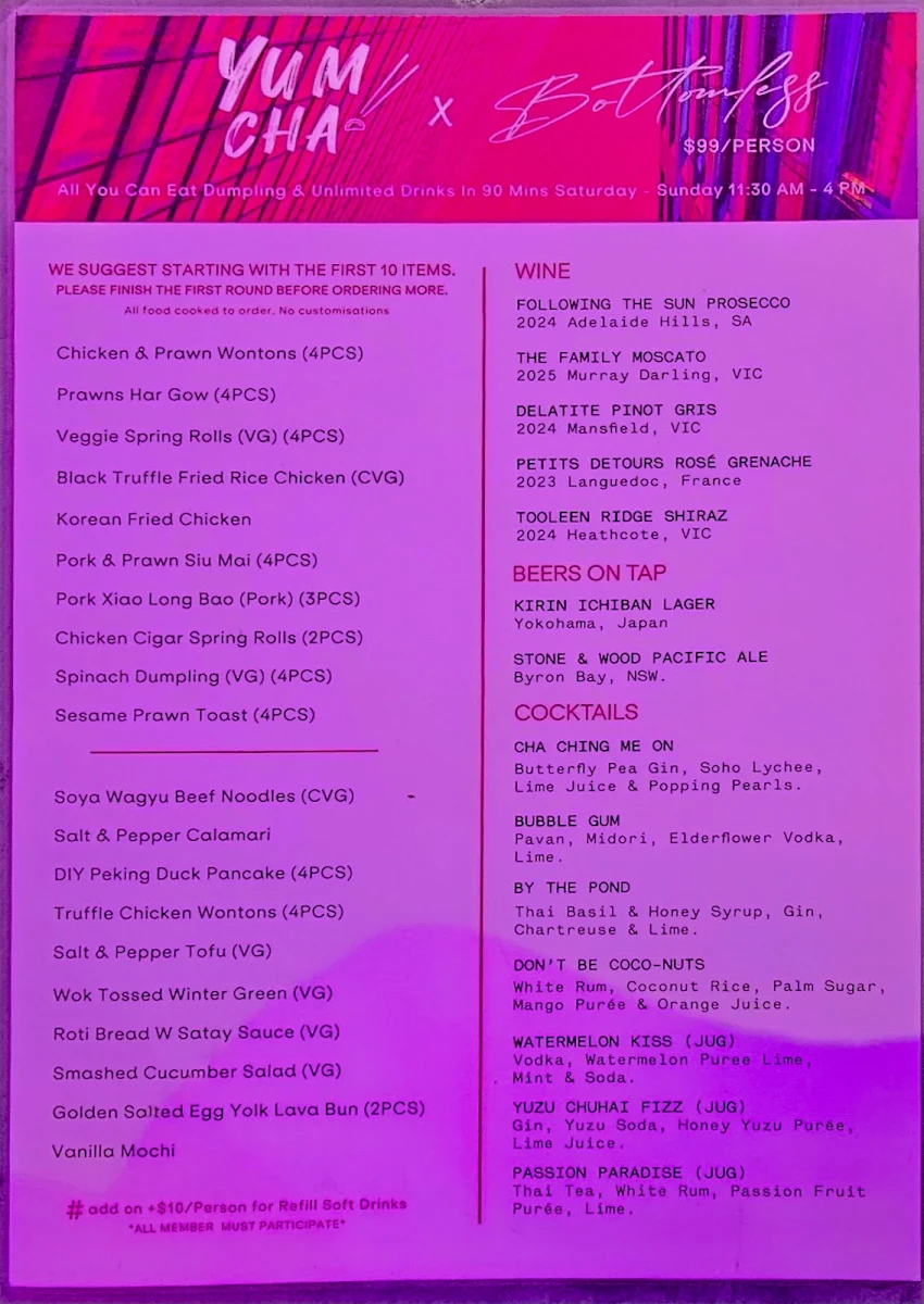 Menu, Cha Ching