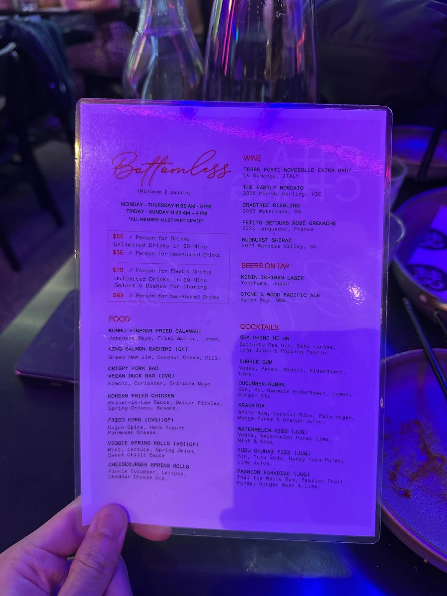 Menu, Cha Ching