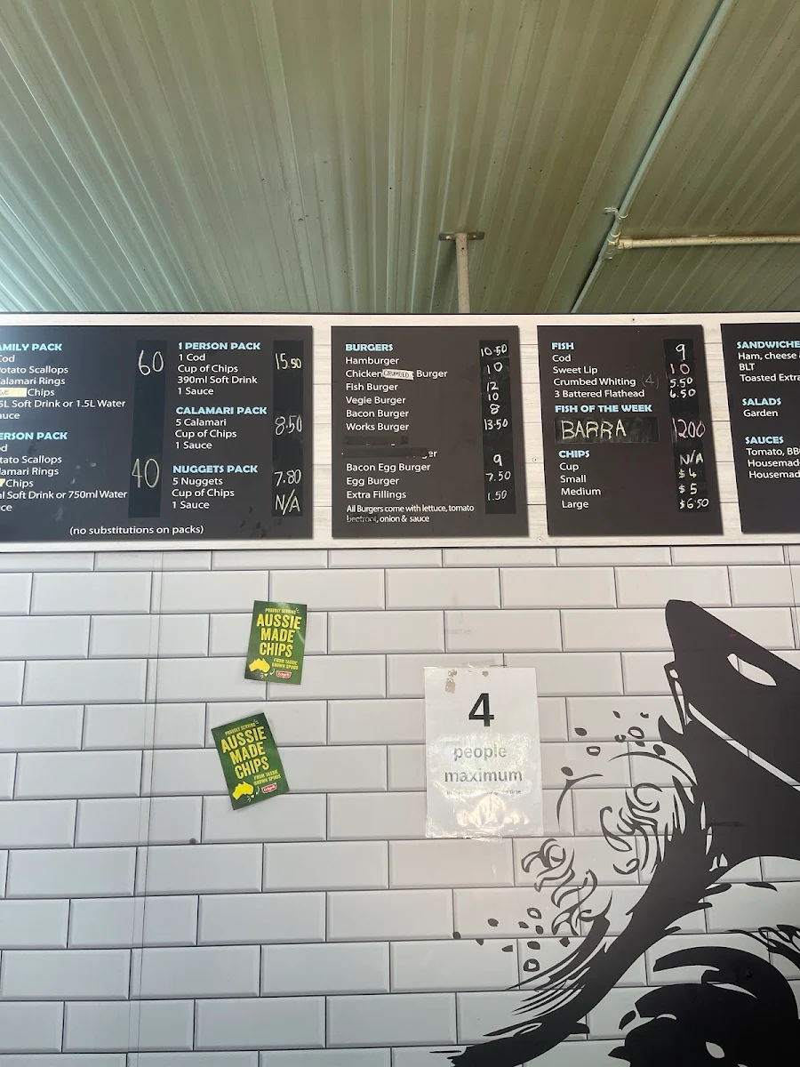 Menu, Oxley’s On The Bay