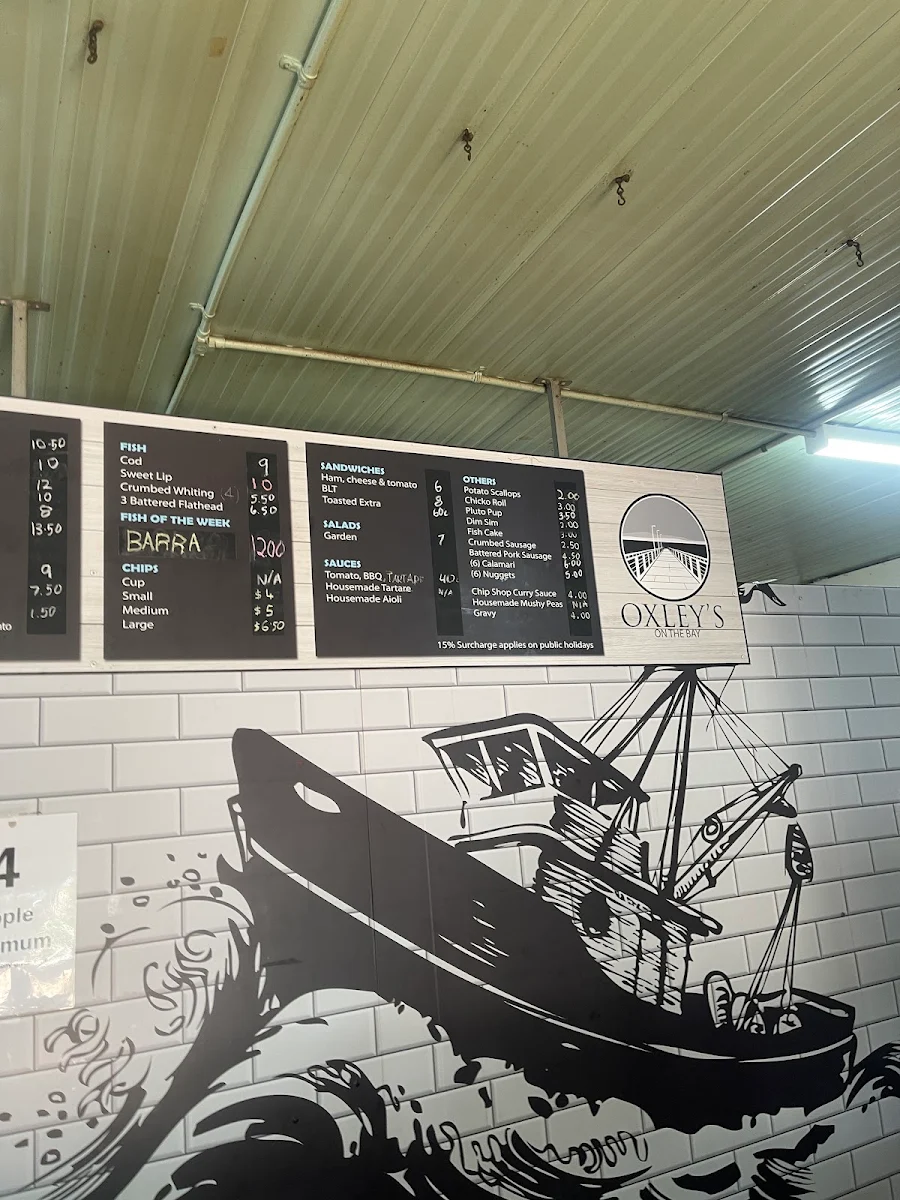 Menu, Oxley’s On The Bay