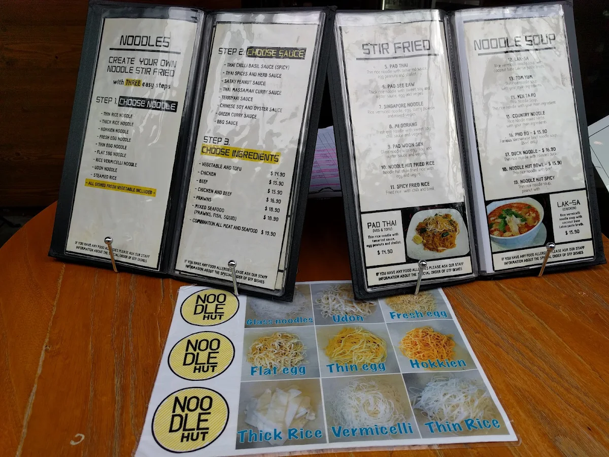 Menu, Noodle Hut Miranda